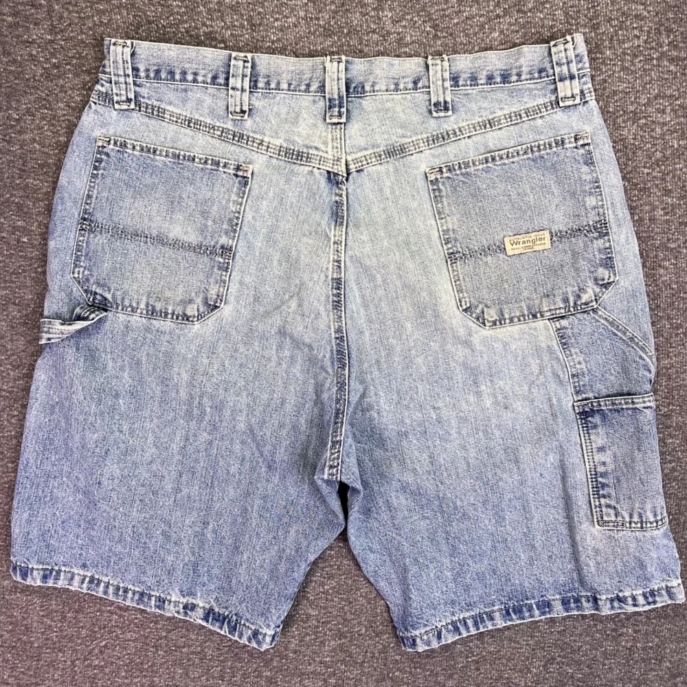 Wrangler Carpenter Shorts Men 38 Light Blue Retro Workwear Relaxed Denim Utility